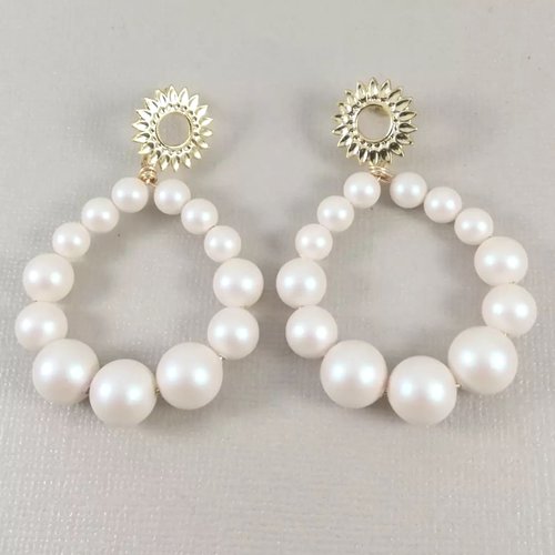 Boucles d'oreilles en perles nacrées purecrystal, de couleur blanche