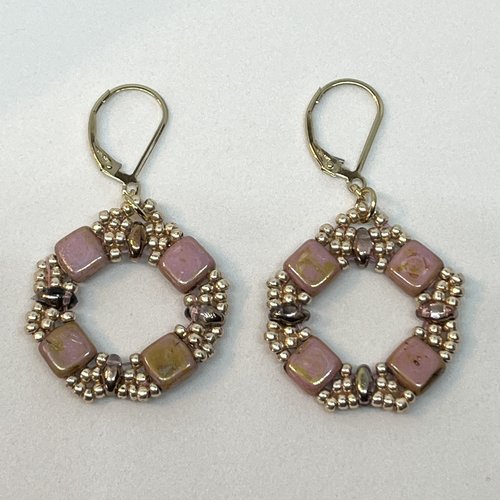 Boucles d'oreilles tissées rondes, ton rose gold