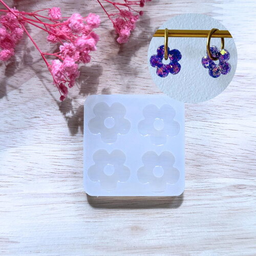 Moule silicone pour résine époxy, uv, resinmold, moule pour pampilles interchangeable, fleur