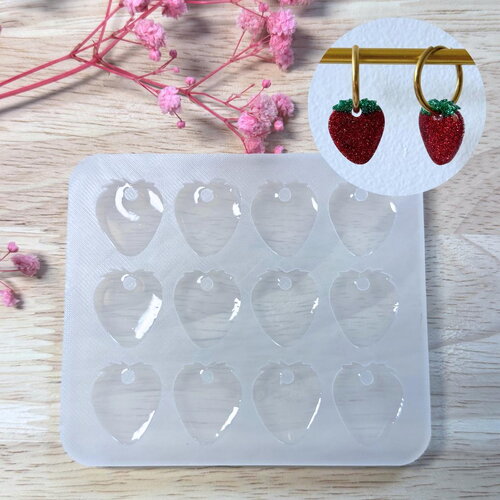 Moule silicone pour résine époxy, uv, resinmold, moule pour pampilles interchangeable, moule silicone fraise