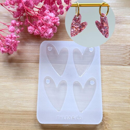Moule silicone pour résine époxy, uv, resinmold, moule pour pampilles interchangeable, coeur