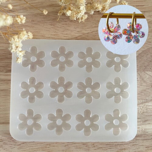 Moule silicone pour résine époxy, uv, resinmold, moule pour pampilles interchangeable, moule silicone fleurs