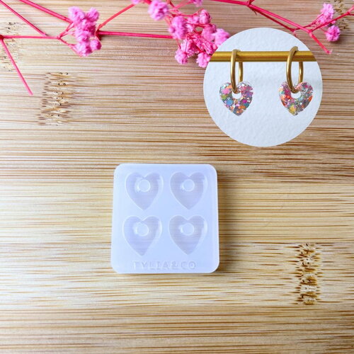 Moule silicone pour résine époxy, uv, resinmold, moule pour pampilles interchangeable, moule silicone coeur