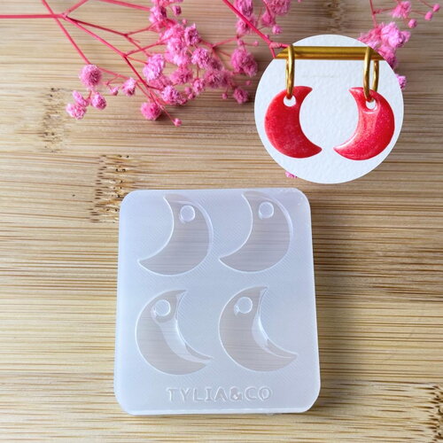 Moule silicone pour résine époxy, uv, resinmold, moule pour pampilles interchangeable, moule silicone lune