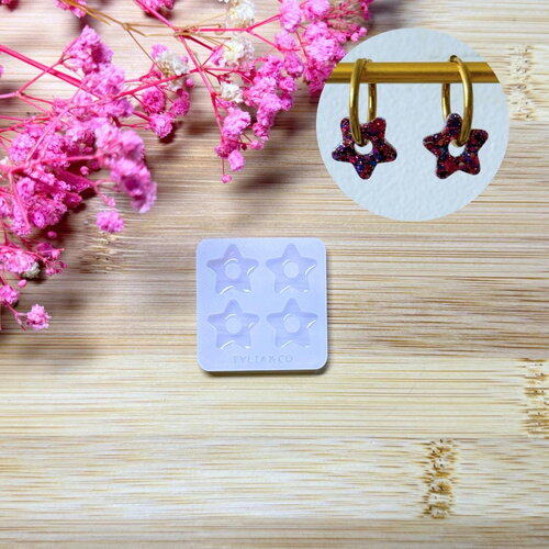 Moule silicone pour résine époxy, uv, resinmold, moule pour pampilles interchangeable, moule silicone, étoile , géométrique