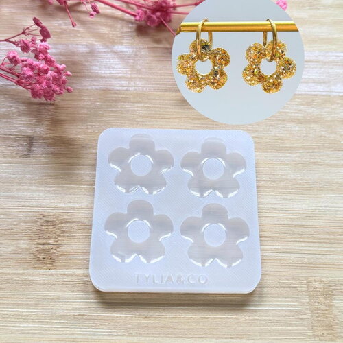 Moule silicone pour résine époxy, uv, resinmold, moule pour pampilles interchangeable, moule silicone fleur