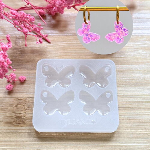 Moule silicone pour résine époxy, uv, resinmold, moule pour pampilles interchangeable, moule silicone papillon