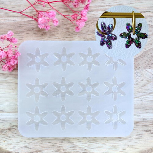 Moule silicone pour résine époxy, uv, resinmold, moule pour pampilles interchangeable, moule silicone fleur étoile