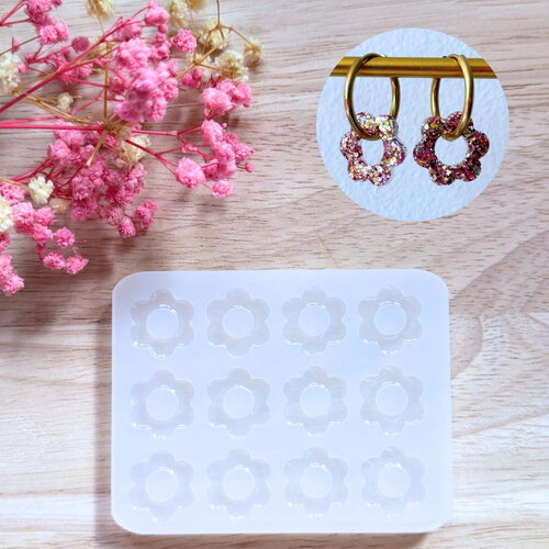 Moule silicone pour résine époxy, uv, resinmold, moule pour pampilles interchangeable, fleur 6 pétales