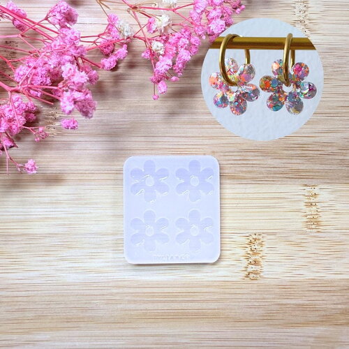 Moule silicone pour résine époxy, uv, resinmold, moule pour pampilles interchangeable, moule silicone fleurs