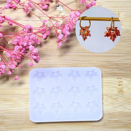 Moule silicone pour résine époxy, uv, resinmold, moule pour pampilles interchangeable, moule silicone, feuille, feuille érable