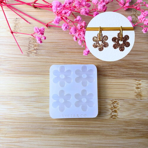 Moule silicone pour résine époxy, uv, resinmold, moule pour pampilles interchangeable, moule silicone fleur 6 pétales