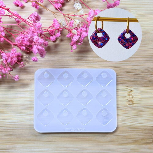 Moule silicone pour résine époxy, uv, resinmold, moule pour pampilles interchangeable, moule silicone, losange , géométrique