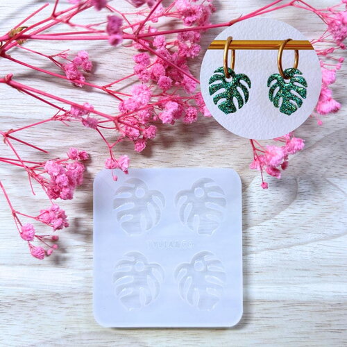 Moule silicone pour résine époxy, uv, resinmold, moule pour pampilles interchangeable, moule feuille de monstera