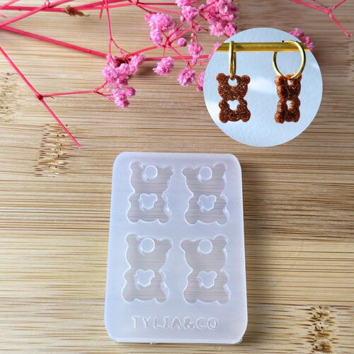 Moule silicone pour résine époxy, uv, resinmold, moule pour pampilles interchangeable, moule silicone ourson