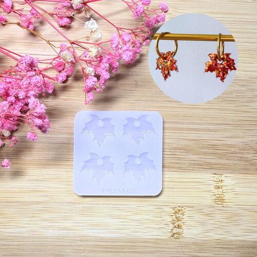 Moule silicone pour résine époxy, uv, resinmold, moule pour pampilles interchangeable, moule silicone, feuille, feuille érable