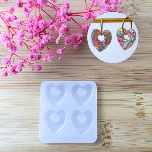 Moule silicone pour résine époxy, uv, resinmold, moule pour pampilles interchangeable, moule silicone coeur