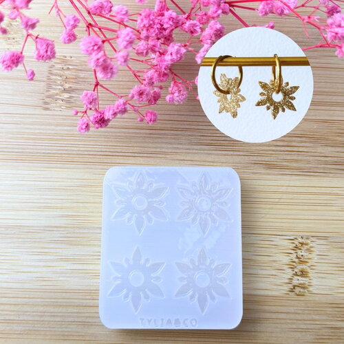 Moule silicone pour résine époxy, uv, resinmold, moule pour pampilles interchangeable, moule silicone flocon étoile flocon de neige de noël