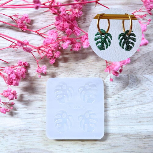 Moule silicone pour résine époxy, uv, resinmold, moule pour pampilles interchangeable, moule feuille de monstera