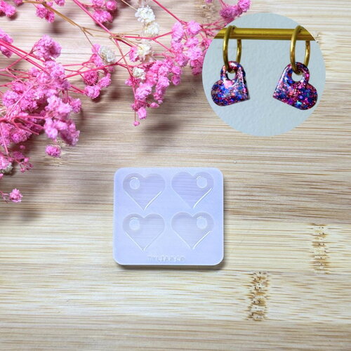 Moule silicone pour résine époxy, uv, resinmold, moule pour pampilles interchangeable, pampilles coeur