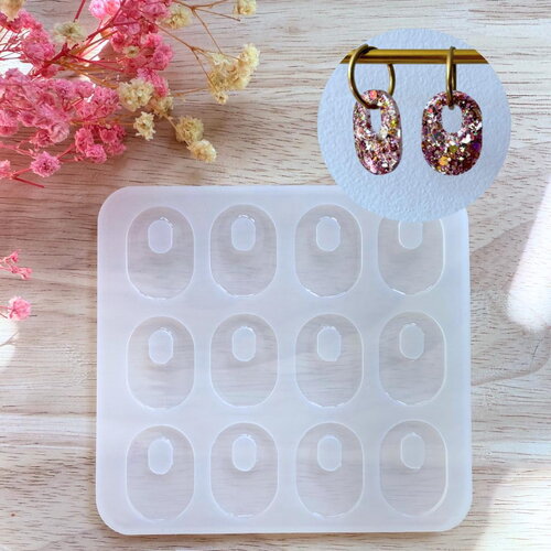 Moule silicone pour résine époxy, uv, resinmold, moule pour pampilles interchangeable,  grand ovale