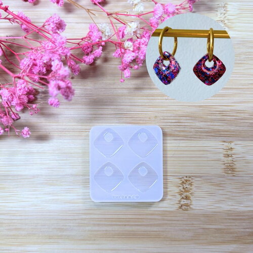 Moule silicone pour résine époxy, uv, resinmold, moule pour pampilles interchangeable, moule silicone fleur, losange , géométrique