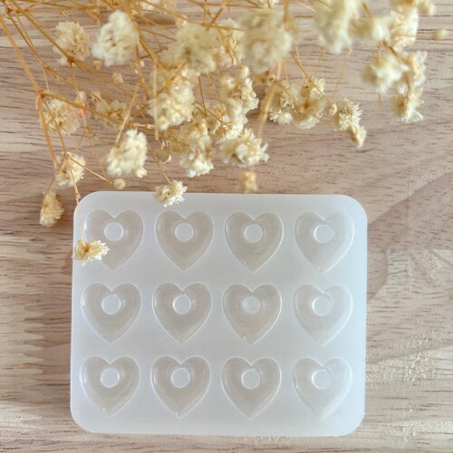 Moule silicone pour résine époxy, uv, resinmold, moule pour pampilles interchangeable, moule silicone coeur