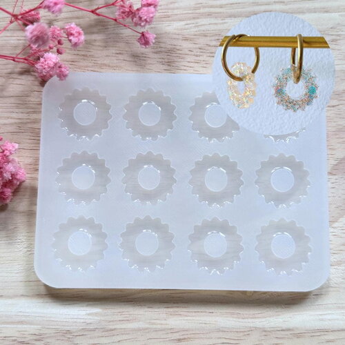 Moule silicone pour résine époxy, uv, resinmold, moule pour pampilles interchangeable, moule silicone fleur 15 pétales