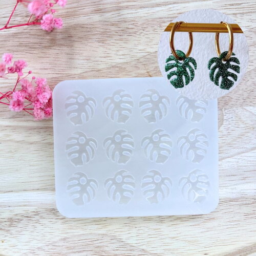 Moule silicone pour résine époxy, uv, resinmold, moule pour pampilles interchangeable, moule silicone feuille de monstera