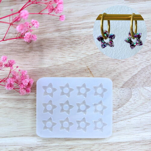Moule silicone pour résine époxy, uv, resinmold, moule pour pampilles interchangeable, moule silicone fleur tiaré