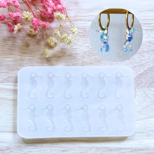 Moule silicone pour résine époxy, uv, resinmold, moule pour pampilles interchangeable, hippocampes