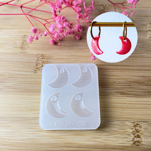 Moule silicone pour résine époxy, uv, resinmold, moule pour pampilles interchangeable, moule silicone lune