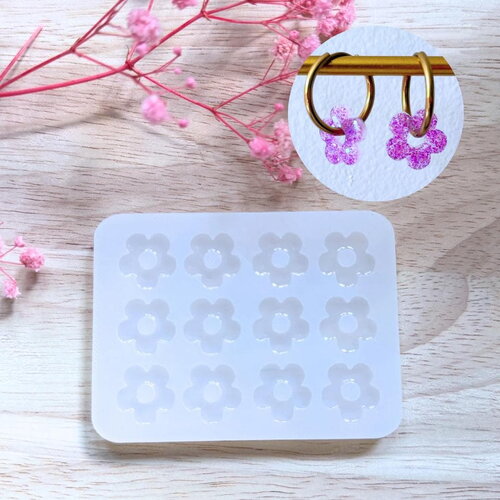 Moule silicone pour résine époxy, uv, resinmold, moule pour pampilles interchangeable, fleur 5 pétales
