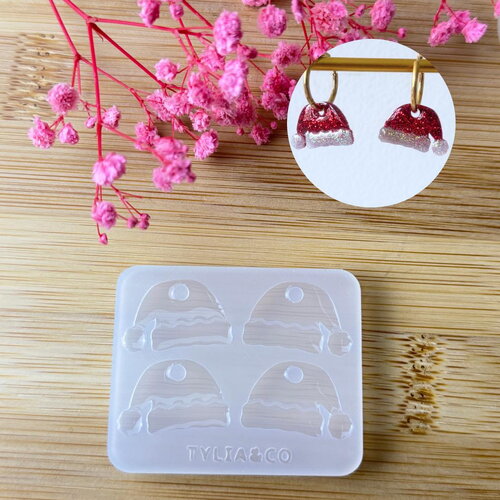 Moule silicone pour résine époxy, uv, resinmold, moule pour pampilles interchangeable, moule silicone bonnet de noël, père noël