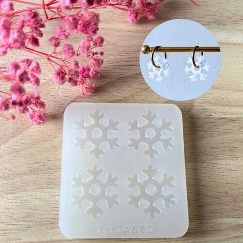 Moule silicone pour résine époxy, uv, resinmold, moule pour pampilles interchangeable, moule silicone flocon étoile flocon de neige de noël
