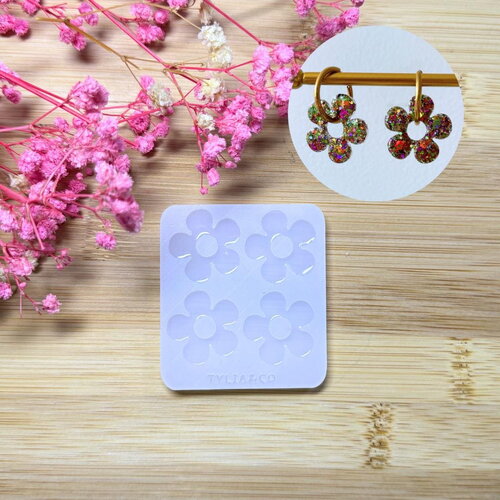 Moule silicone pour résine époxy, uv, resinmold, moule pour pampilles interchangeable, fleur