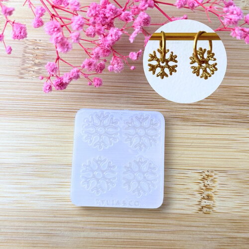 Moule silicone pour résine époxy, uv, resinmold, moule pour pampilles interchangeable, moule silicone flocon de noël