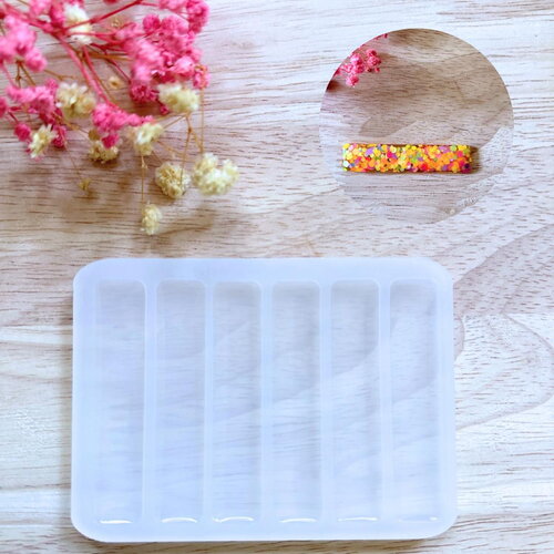 Moule silicone pour résine époxy, uv, resinmold, moule pour barrettes à cheveux, pince cheveux rectangle