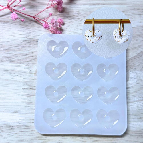 Moule silicone pour résine époxy, uv, resinmold, moule pour pampilles interchangeable, pampilles coeur
