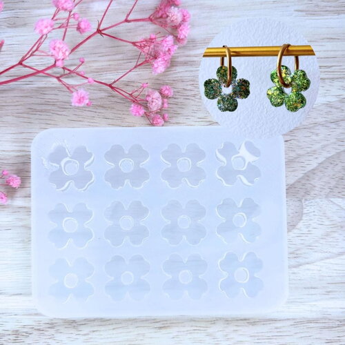 Moule silicone pour résine époxy, uv, resinmold, moule pour pampilles interchangeable, trèfle à 4 feuilles