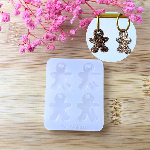 Moule silicone pour résine époxy, uv, resinmold, moule pour pampilles interchangeable, moule silicone pain d'épice bonhomme noël