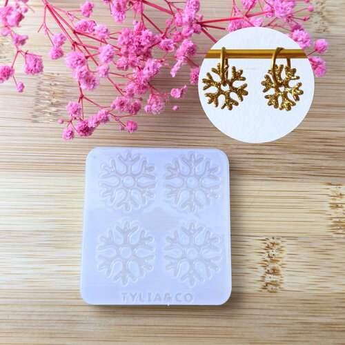 Moule silicone pour résine époxy, uv, resinmold, moule pour pampilles interchangeable, moule silicone flocon étoile flocon de neige de noël