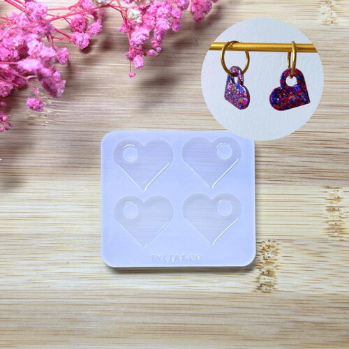 Moule silicone pour résine époxy, uv, resinmold, moule pour pampilles interchangeable, pampilles coeur