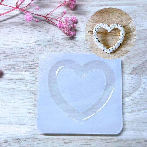Moule silicone pour résine époxy, uv, resinmold, moule pour barrettes à cheveux, pince cheveux coeur