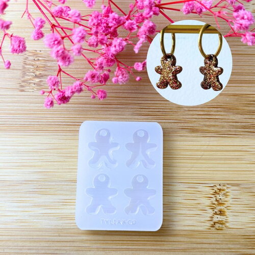 Moule silicone pour résine époxy, uv, resinmold, moule pour pampilles interchangeable, moule silicone pain d'épice bonhomme noël