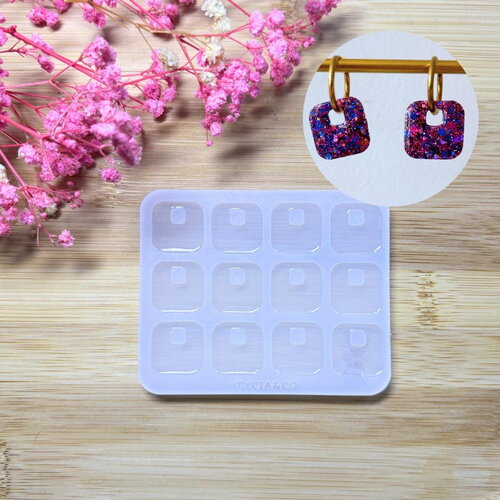 Moule silicone pour résine époxy, uv, resinmold, moule pour pampilles interchangeable, moule silicone, carré , géométrique
