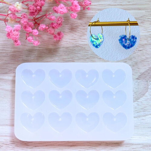 Moule silicone pour résine époxy, uv, resinmold, moule pour pampilles interchangeable, pampilles coeur