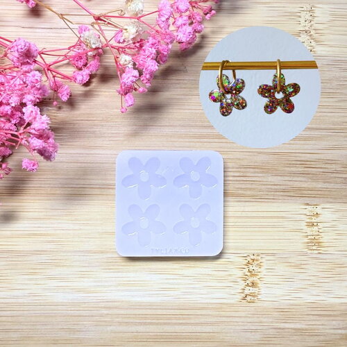 Moule silicone pour résine époxy, uv, resinmold, moule pour pampilles interchangeable, fleur