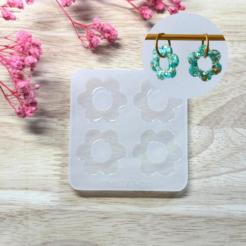 Moule silicone pour résine époxy, uv, resinmold, moule pour pampilles interchangeable, moule silicone fleur, flower