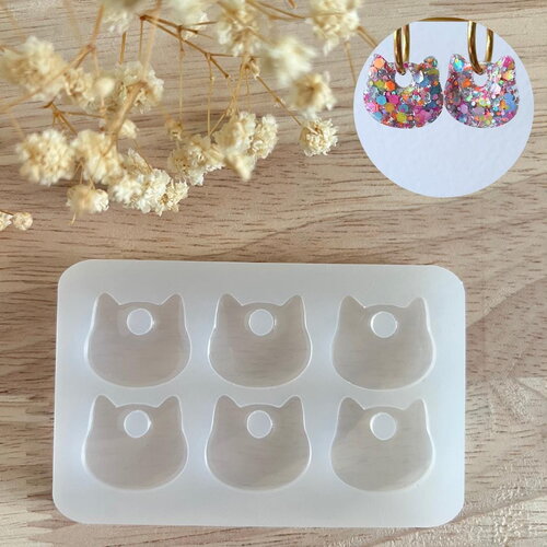 Moule silicone pour résine époxy, uv, resinmold, moule pour pampilles interchangeable, moule tête de chat